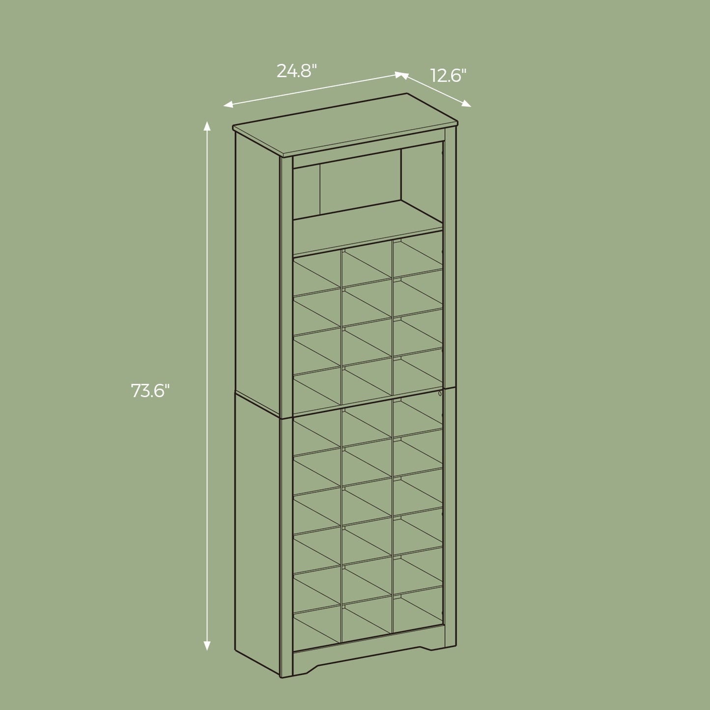 10-Tier Shoe Storage Cabinet Organizer, Tall Space-Saving Design for Entryway, Bedroom, Holds 30 Pairs, Adjustable Shelves, Rustic Walnut