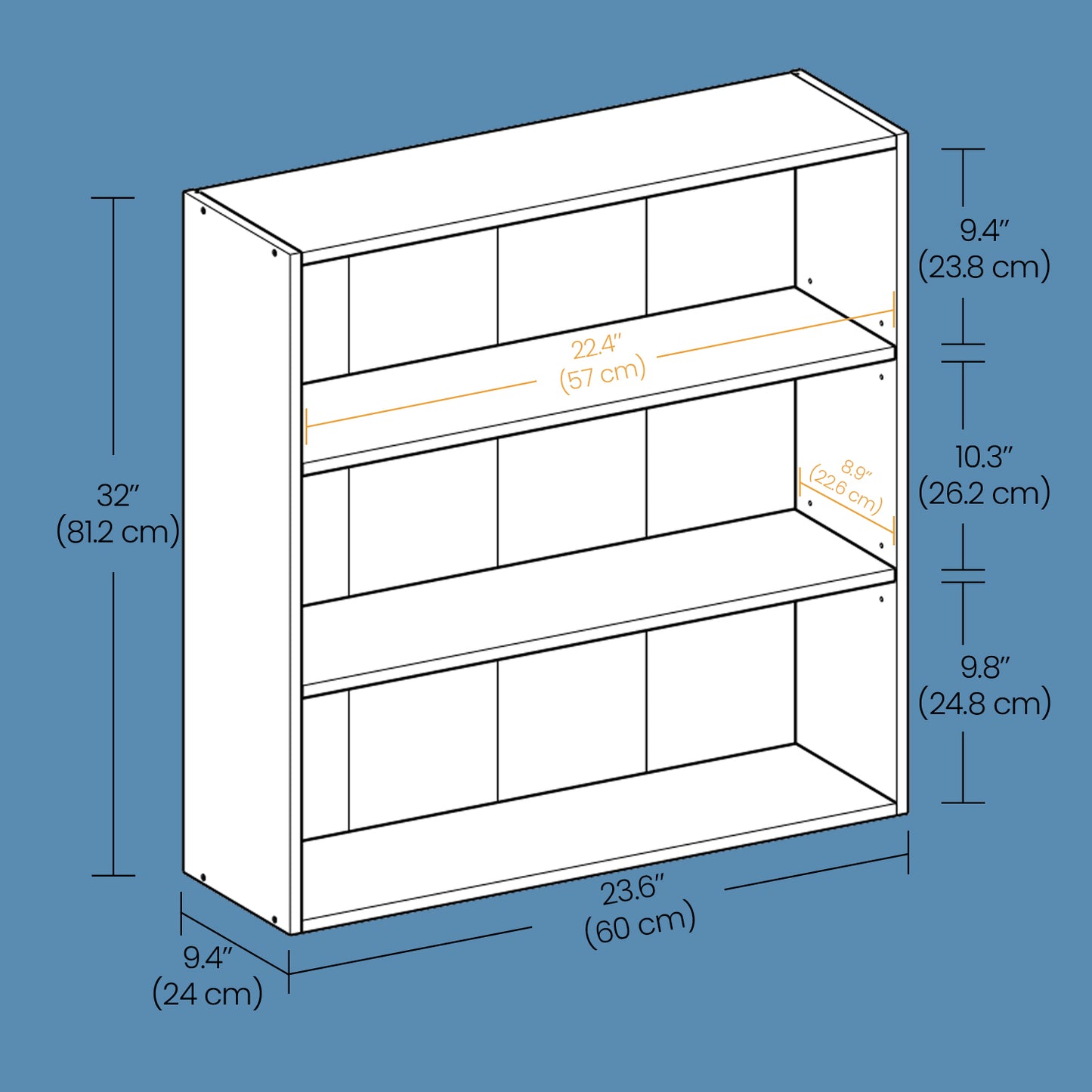 3-Tier Open Bookcase, Adjustable Shelves, 22lb/Shelf Capacity, Space-Saving Storage for Living Room, Office, Anti-Tip Design, Cloud White