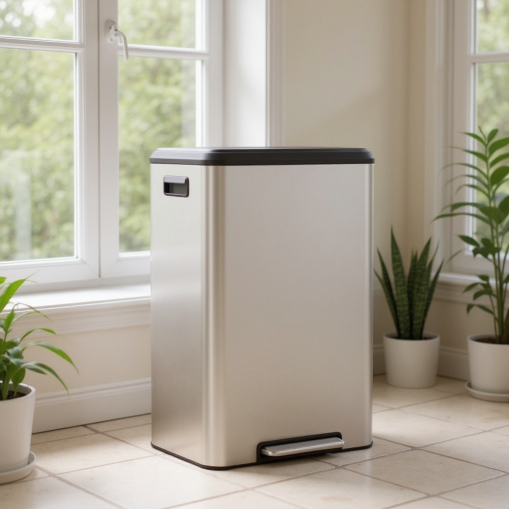 10.5-Gallon Step Kitchen Trash Can, Soft-Close Stay-Open Lid, Inner Bucket, Wide Pedal, Compact Design, Stainless Steel,Silver