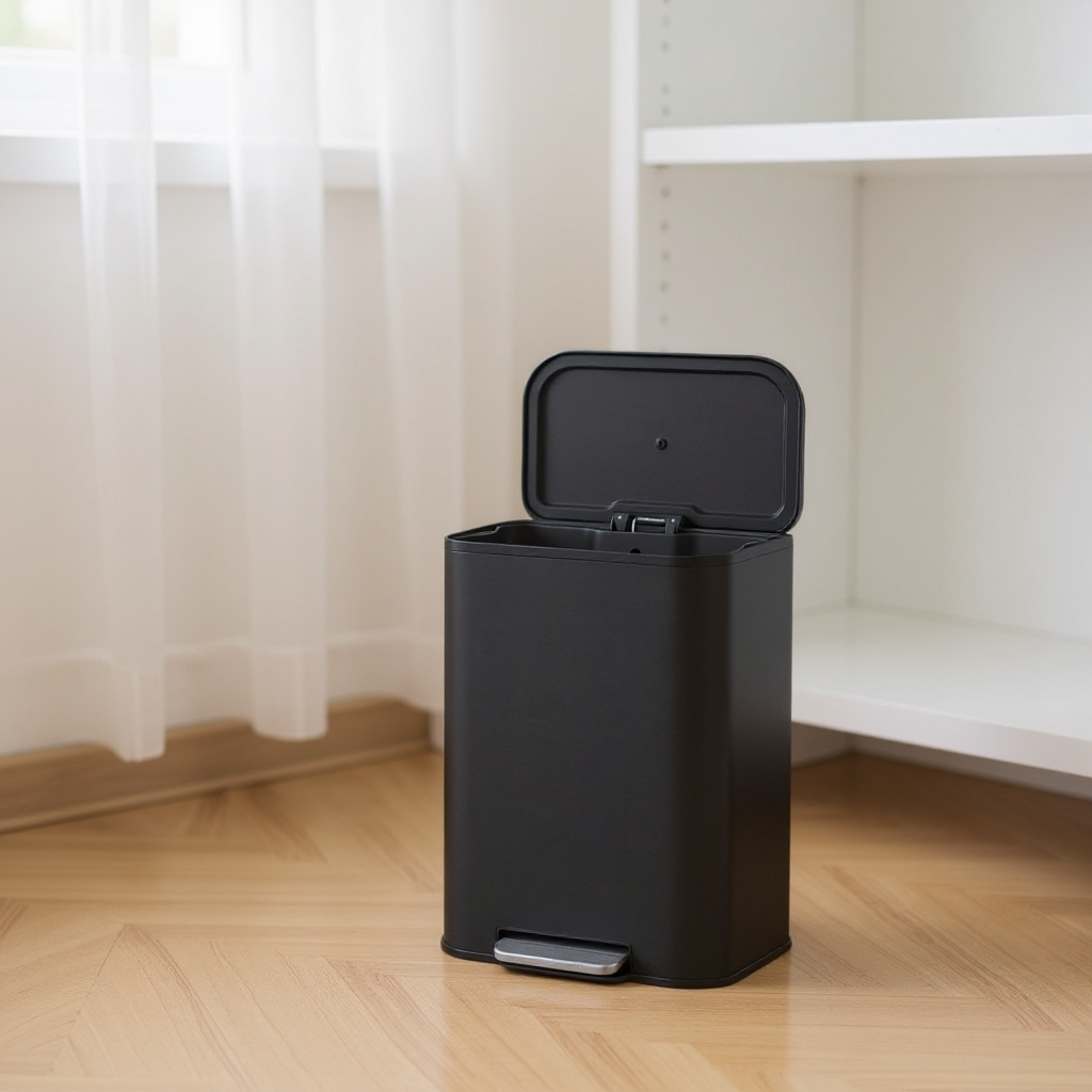 13-Gallon Step Kitchen Trash Can, Soft-Close Stay-Open Lid, Inner Bucket, Non-Slip Pedal, Family Stainless Steel Bin,Ink Black