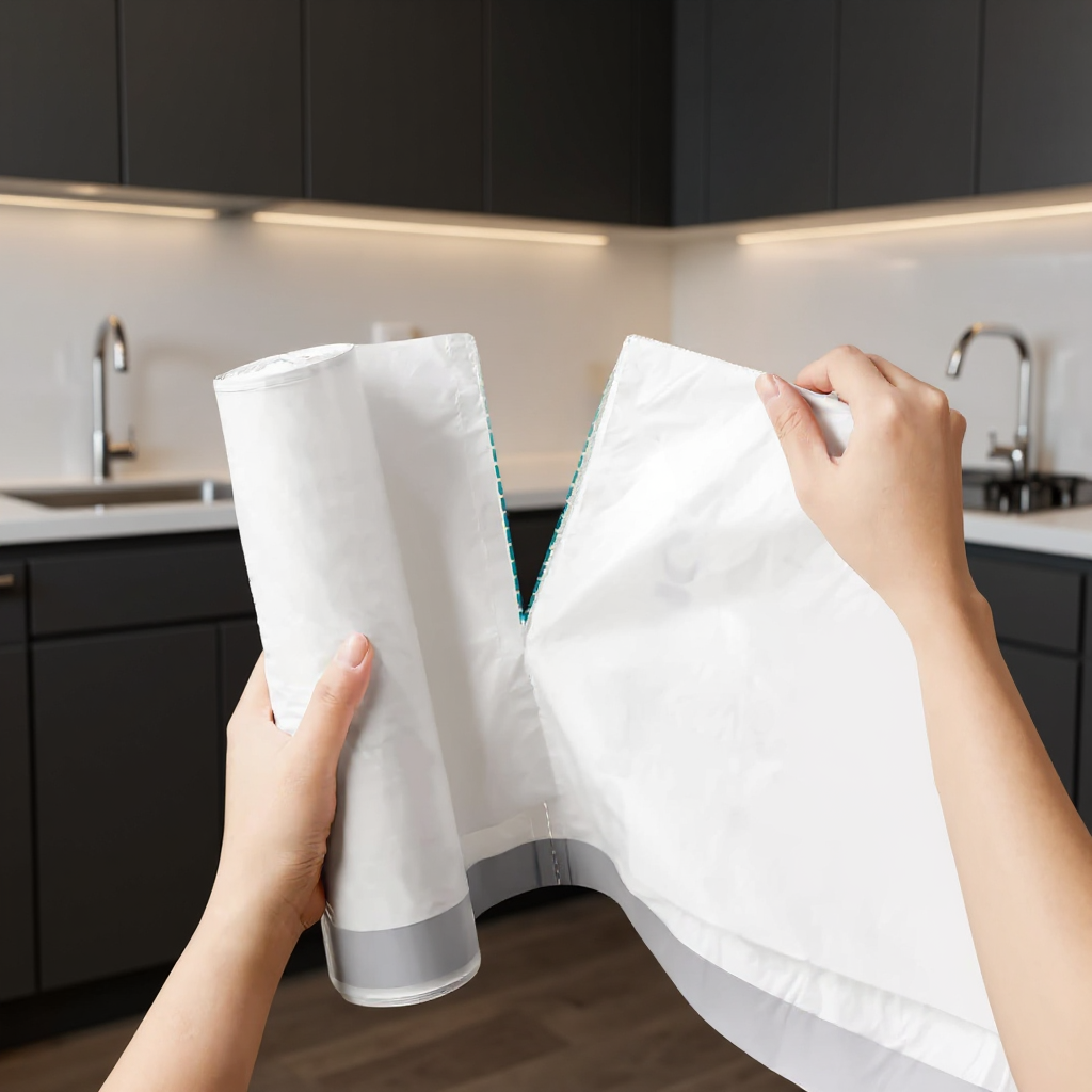 18 Gallon Heavy Duty Drawstring Trash Bags, 80 Count Kitchen Garbage Bag Liners for Large Cans, 4 Rolls, White