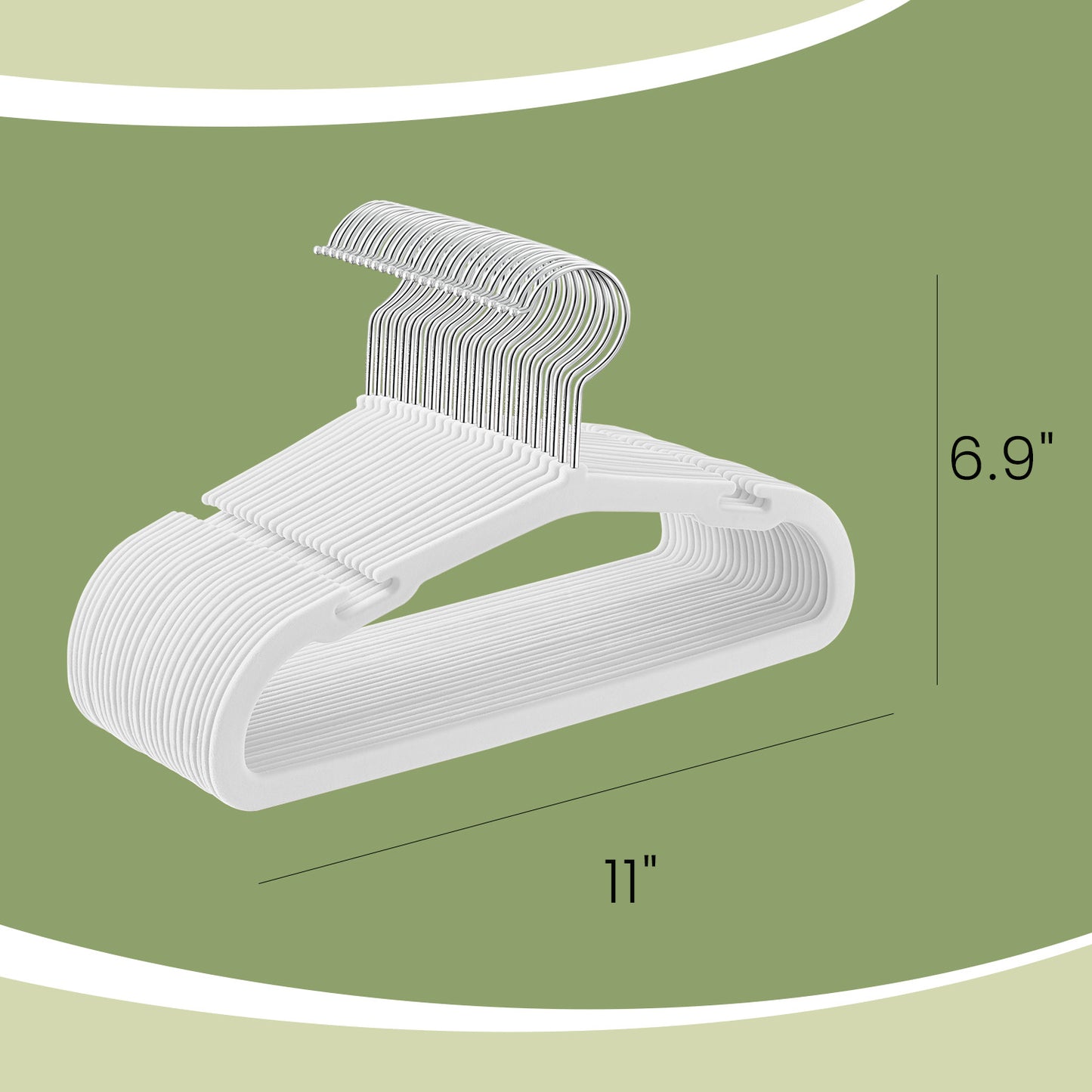 50 Pack Baby Velvet Hangers, 11 x 6.9 Inch Non-Slip Kids Hangers for Closet with Wide Shoulder Notches, Cloud White