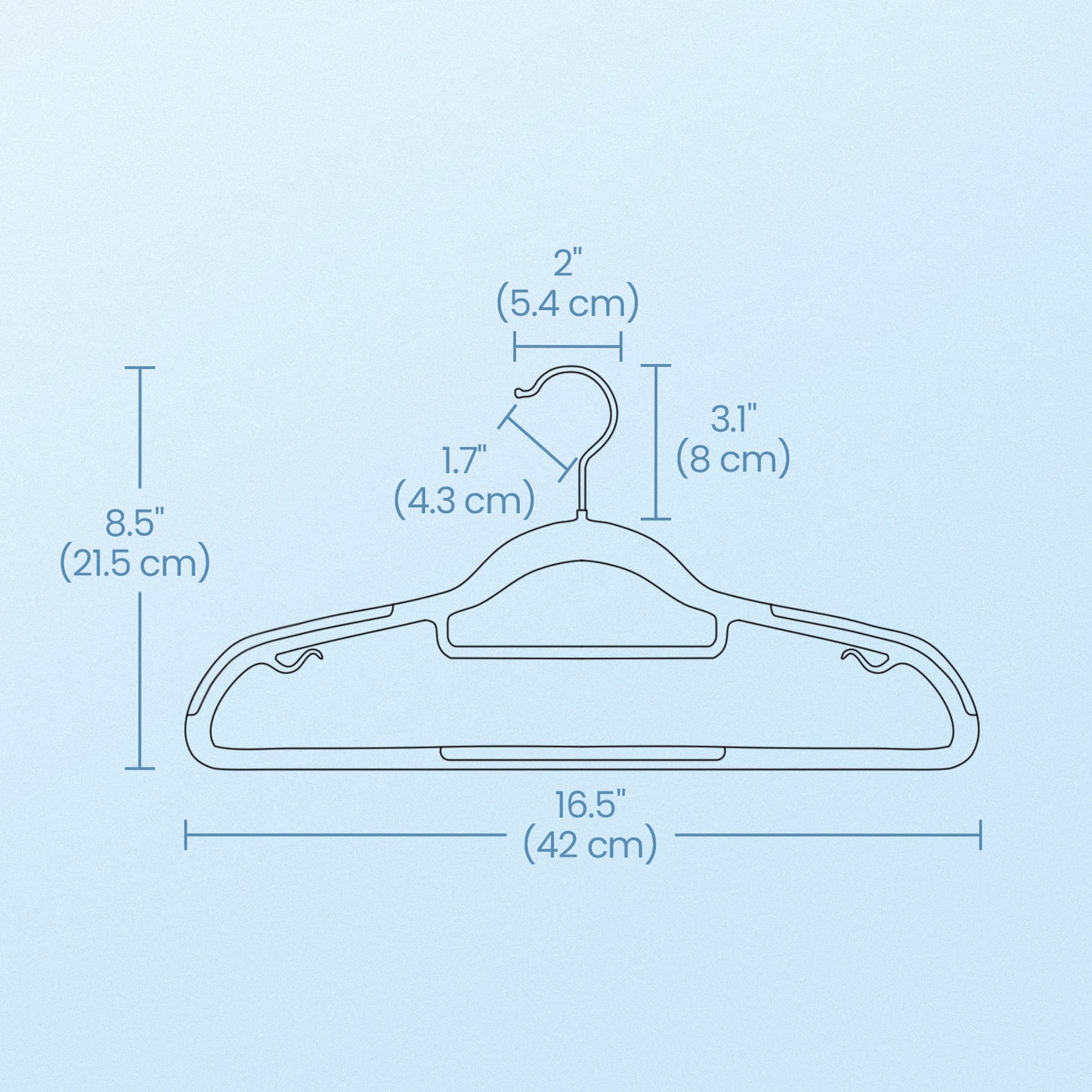 50-Pack Heavy-Duty Non-Slip Clothes Hangers, Slim Space-Saving Design, 360° Swivel Hook, 16.5" Wide, Holds Up to 11 lb, for Coats,Pants,Scarves,Ties, Light & Dark Gray