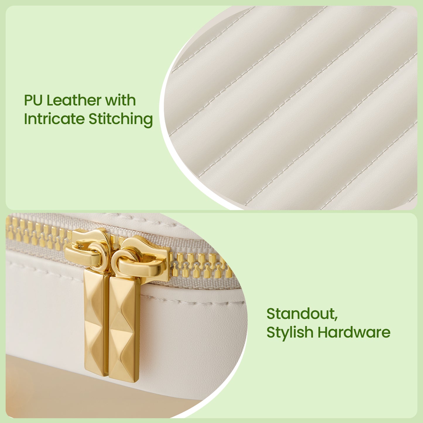 Travel Jewelry Box Organizer with Mirror, 4.1 x 8 Inch Portable Jewelry Case with Adjustable Dividers, Cloud White