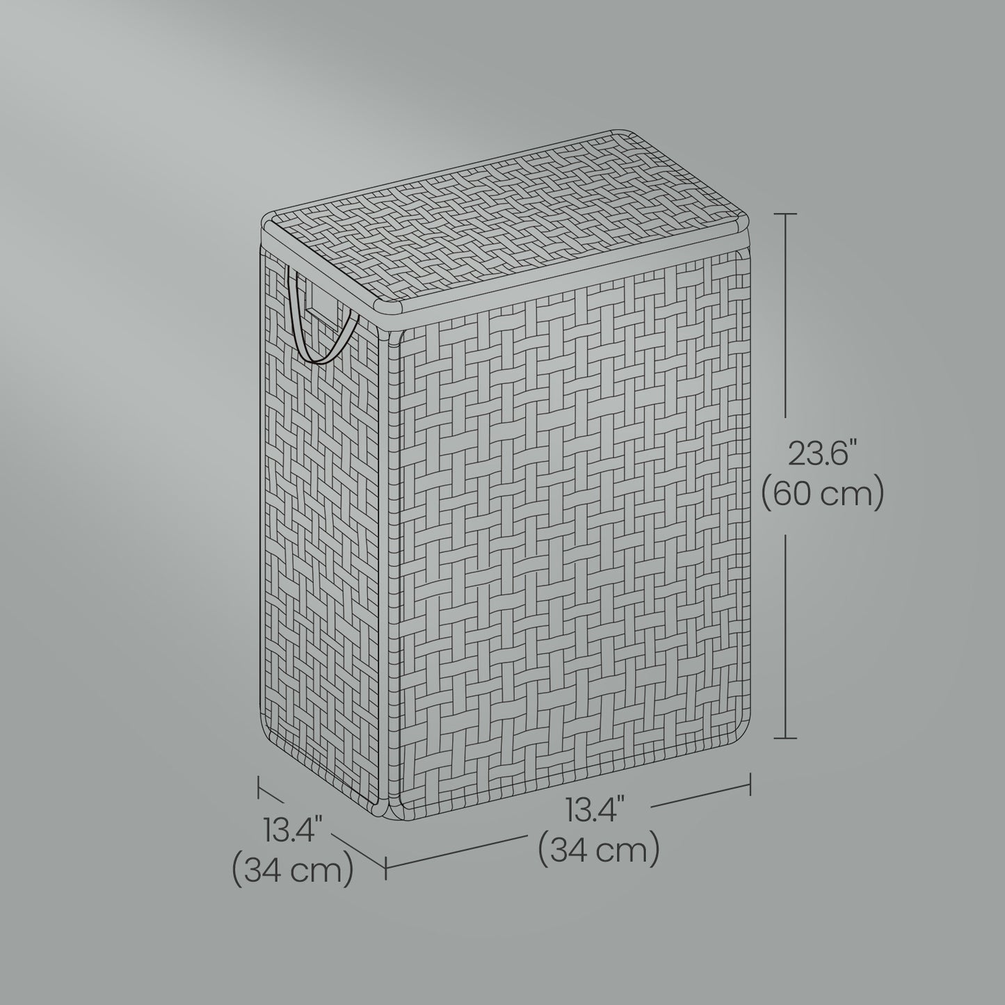 Foldable Laundry Hamper with Removable Liner & Lid, 17.2 Gallon (65L) Synthetic Rattan Basket, Handles, Space-Saving for Bedroom,Bathroom, Cloud White