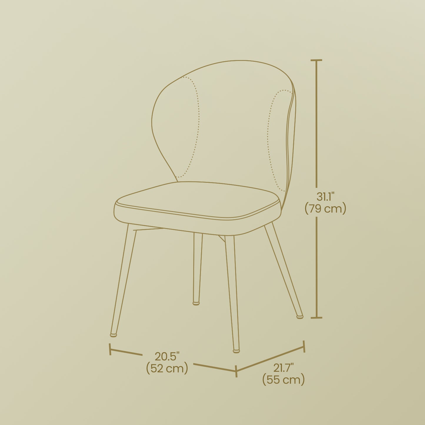 Set of 2 Mid-Century Modern Dining Chairs, Upholstered Kitchen Chairs with Synthetic Leather & Stitching, Award-Winning Design, Caramel Brown