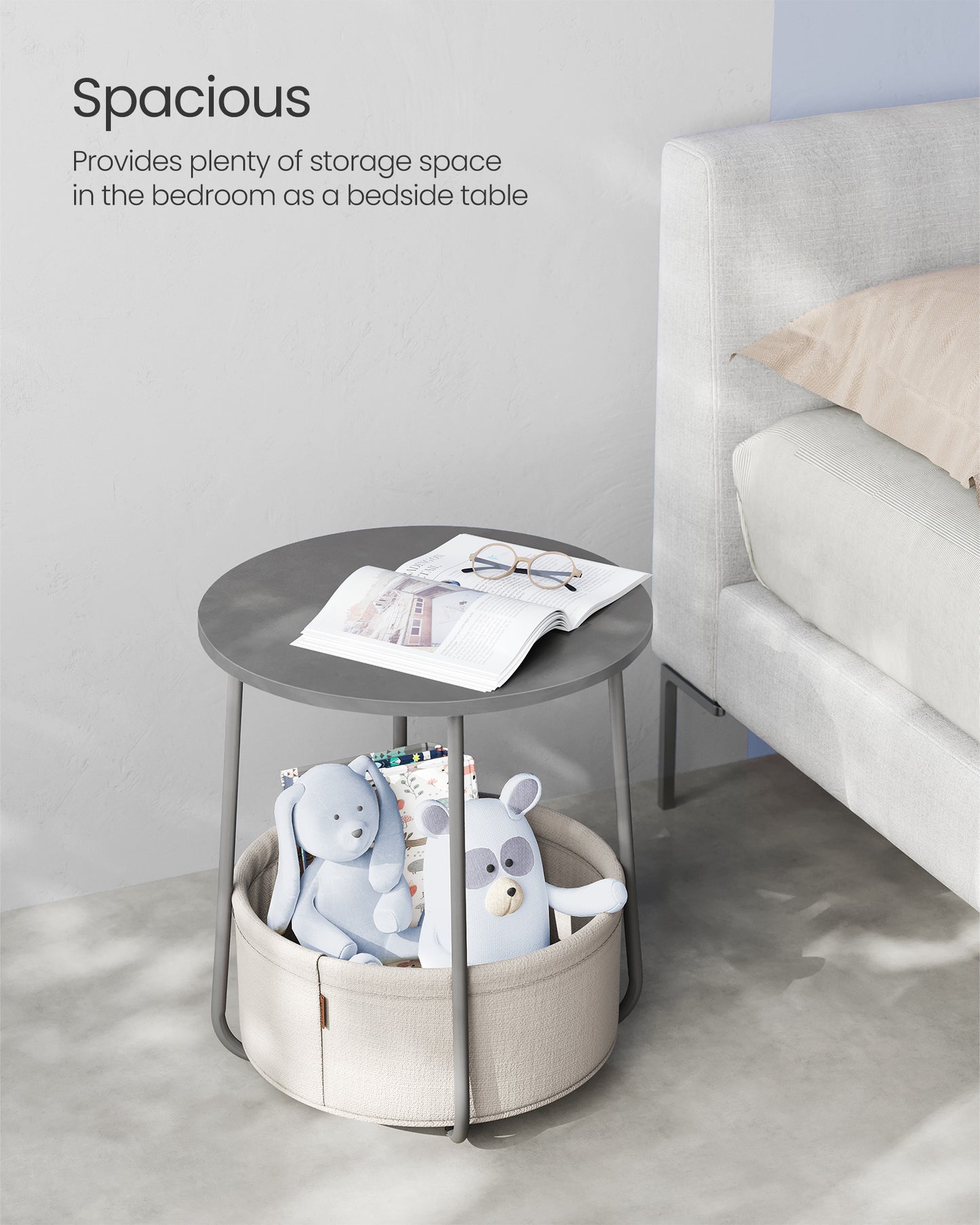End Table with Fabric Basket