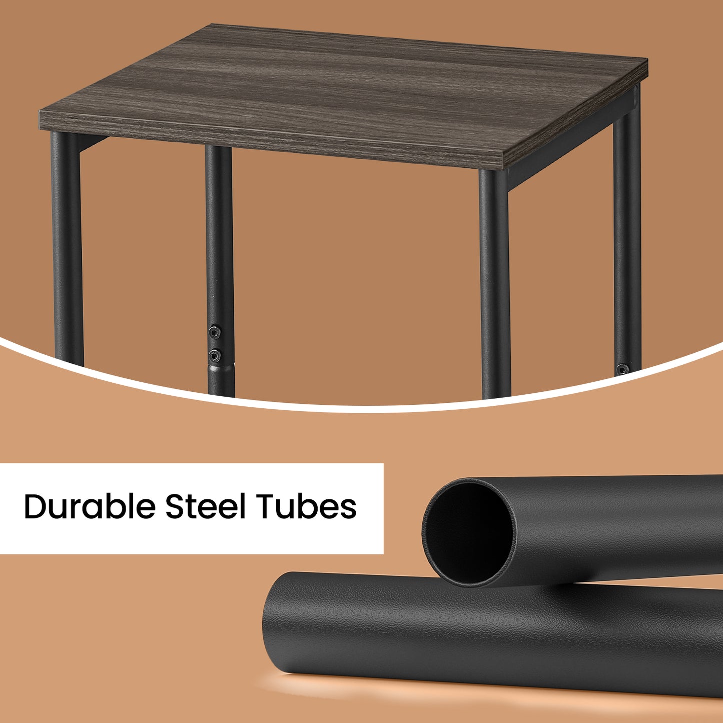 Side Tables Set of 2, Slim Industrial End Tables with Storage Shelf, Sturdy Steel Frame & Particleboard, Multi-Use for Living Room,Bedroom,Office, Chestnut Brown & Black