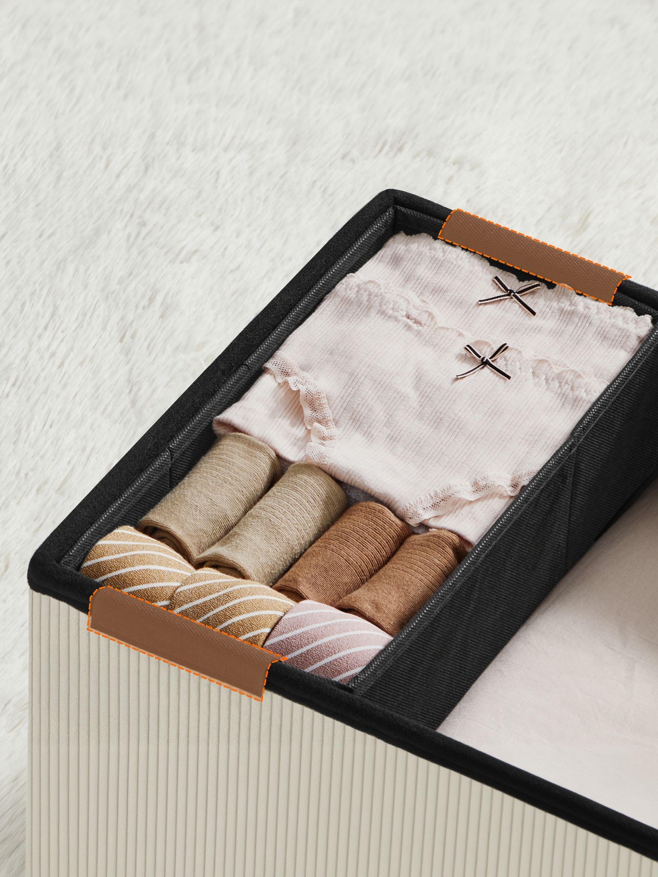 Storage Ottoman Bench, 15 x 30 Inch Foldable Footrest and End of Bed Storage Chest with 660 lb Capacity, Cream White