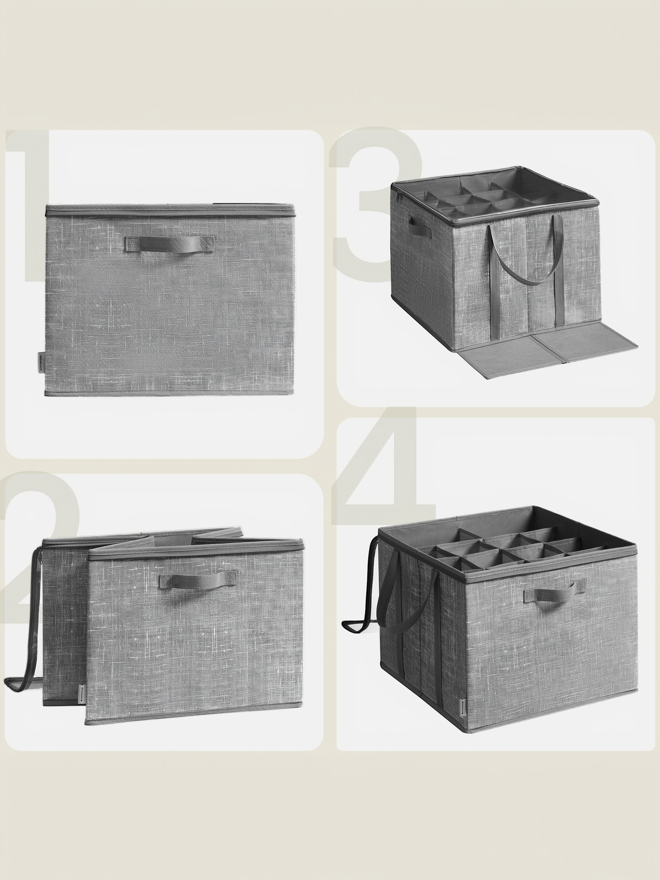 Shoe Storage Cube with Transparent Lid, 16-Pair Fabric Organizer Box for Closet and Entryway, Cattail Gray