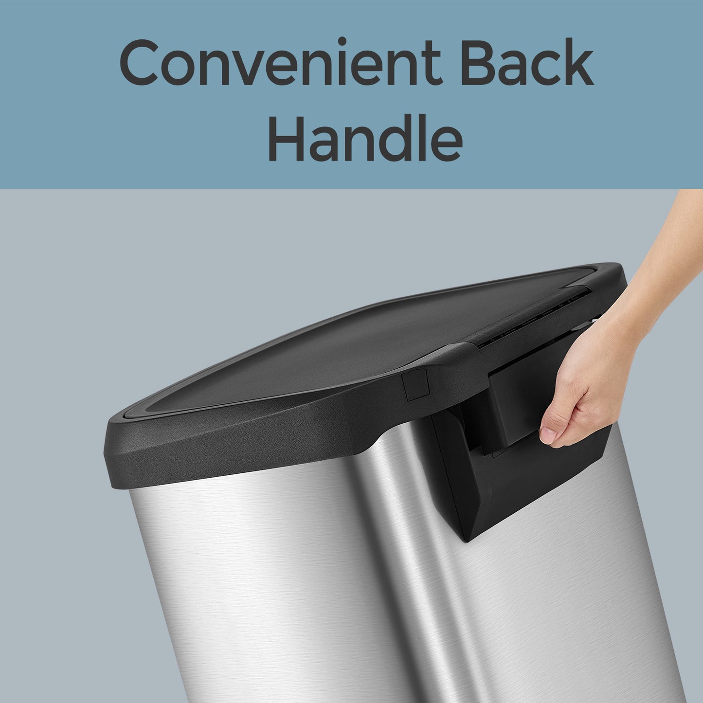 21 Gal Kitchen Step Trash Can, Soft-Close Stay-Open Lid, Wide Pedal, Odor-Control Filter, Space-Saving Design, Stainless Steel,Silver and Black