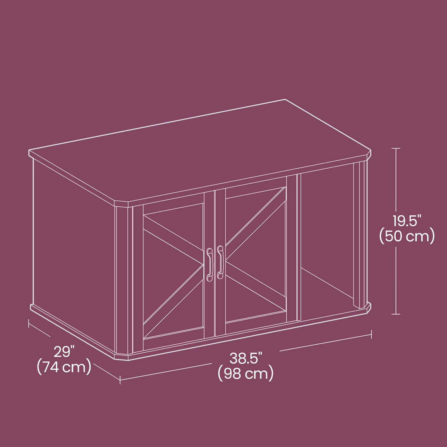 Single Cat Litter Box Enclosure with Front Entry, Hidden Litter Box Furniture with Double Doors, Side End Table, 33.5 x 19.5 x 19 Inches, Heather Greige