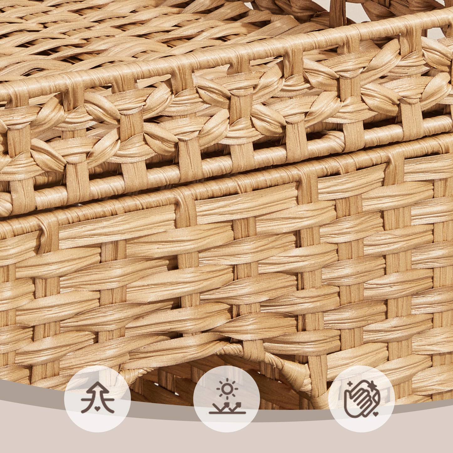 Handwoven Rattan Cat Litter Box Enclosure, Hidden Litter Box Furniture with Removable Tray & Mat, Boho End Table, Goose Yellow