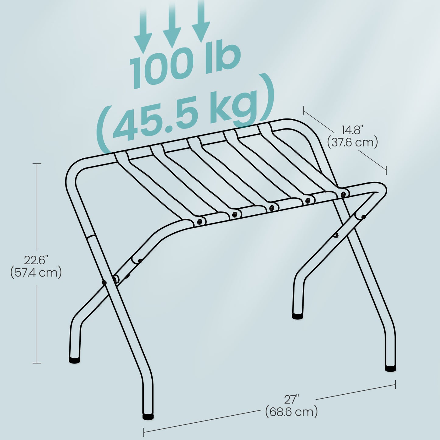 2-Pack Foldable Guest Room Luggage Racks, Steel Suitcase Stand with PP Feet, Space-Saving Design for Bedroom,Hotel, Black