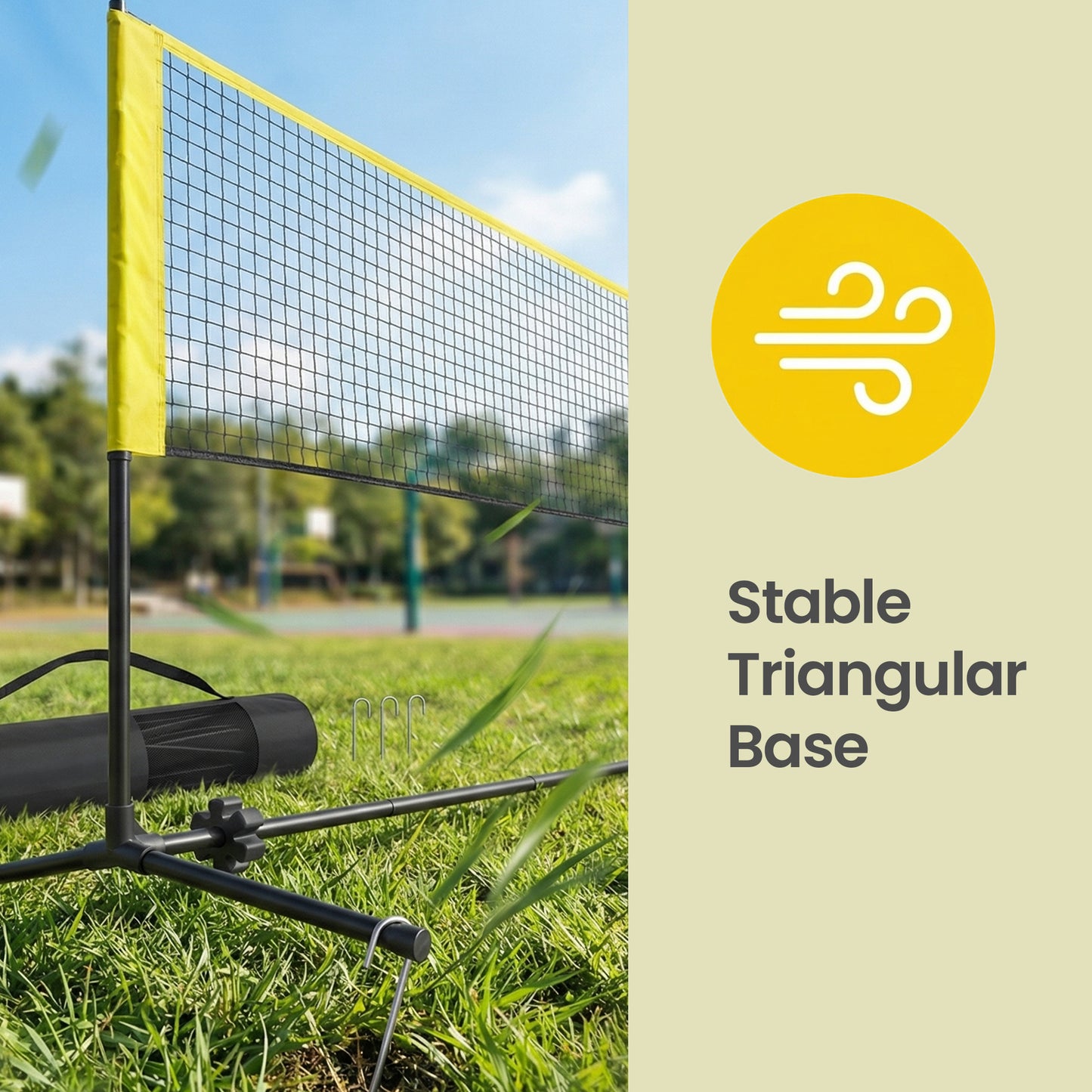 Height-Adjustable Portable Sports Net, 10ft Multi-Sport Net for Badminton, Pickleball, Volleyball, Junior Tennis with Foldable Poles & Carry Bag, Yellow