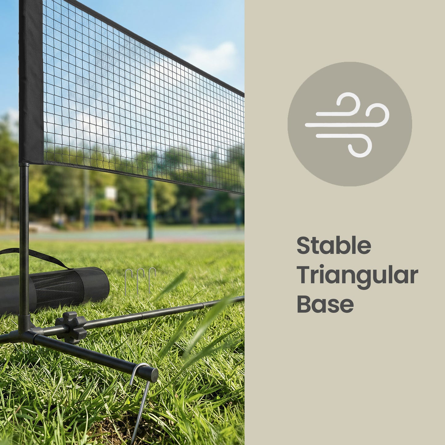 Height Adjustable Sports Net for Badminton, Volleyball, Pickleball & Junior Tennis, 16.5ft Wide with Poles, Portable Foldable Design, Includes Carry Bag, Black