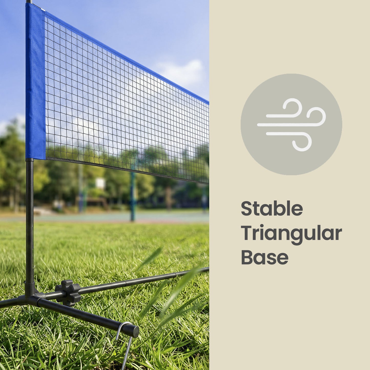 Adjustable Sports Net for Badminton, Volleyball, Pickleball & Junior Tennis, 16.5ft Wide Portable Net System with Poles & Carry Bag, Blue