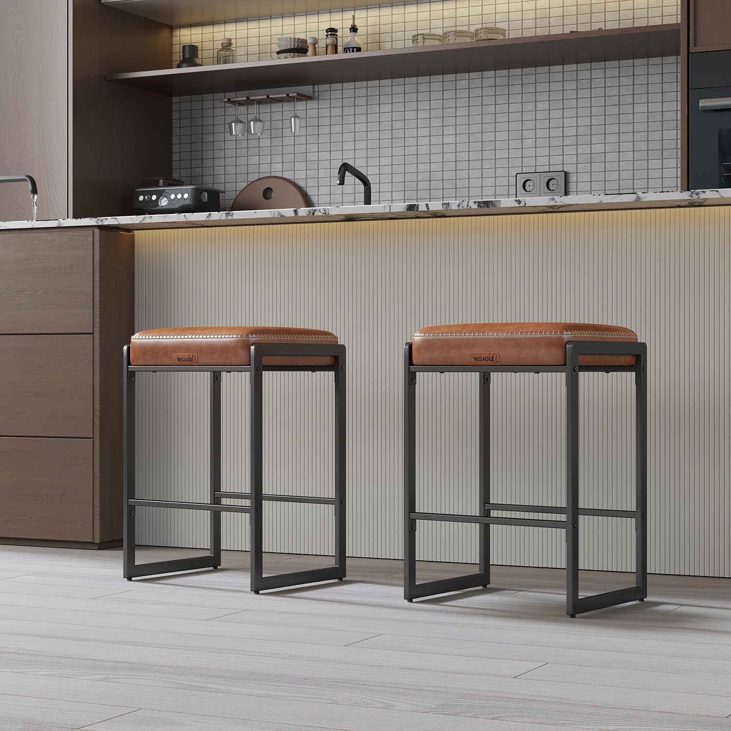 Modern Stool Collection EKHO Collection - Set of 2 Mid-Century Modern Counter Stools, 26