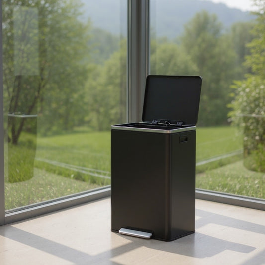 13-Gallon Trash Can with Soft-Close Lid, Removable Inner Bucket, Foot Pedal, Includes 15 Liners – Stainless Steel，Ink Black