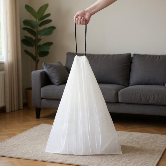 18 Gallon Heavy Duty Drawstring Trash Bags, 80 Count Kitchen Garbage Bag Liners for Large Cans, 4 Rolls, White