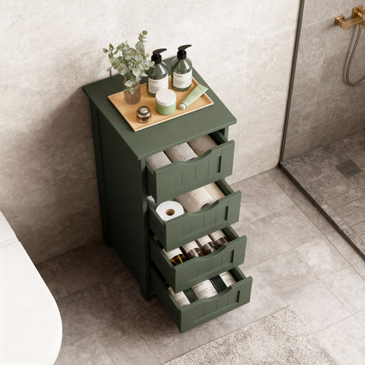 Floor Storage Cabinet, Freestanding Storage Organizer with 4 Drawers, Forest Green