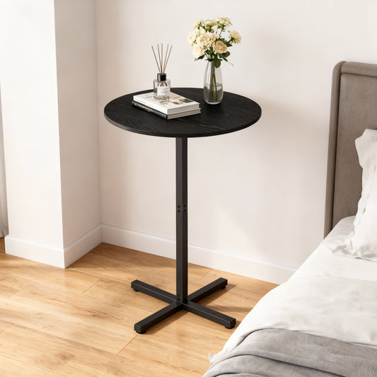 LEDREM Round High Top Bar Table for 2–3 People, 23.6 x 41.1 Inches Cocktail Pub Table with Metal Cross Frame, Modern Minimalist Design, Ebony Black