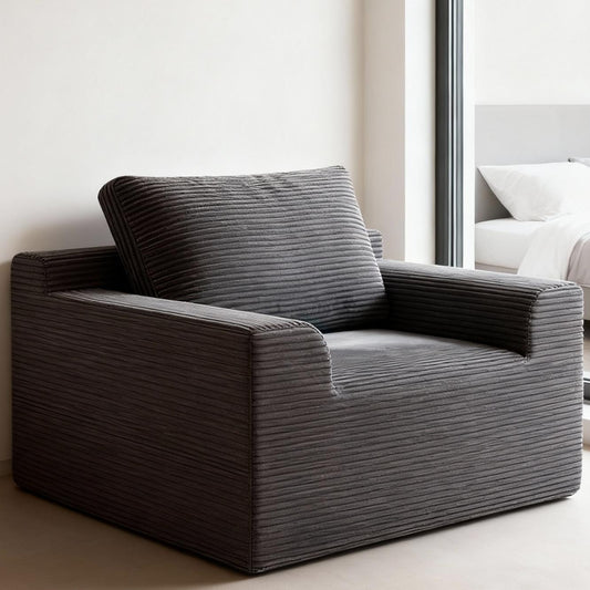Modern Cloud Couch Sofa, 51.2" Single Deep Seat Boneless Sofa with Corduroy Upholstery, for Living Room and Bedroom, Slate Gray