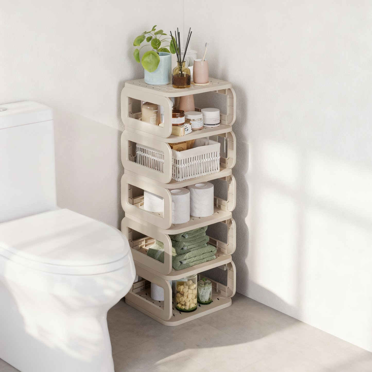 6-Shelf Shoe Rack, Removable Shelves Shoe Organizer for Entryway, Living Room and Bathroom, Narrow Space-Saving Design, Cappuccino Beige