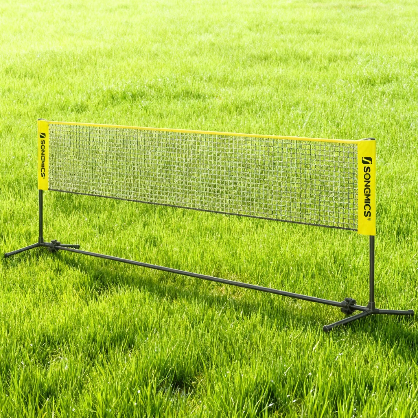 Portable Multi-Sport Net with Adjustable Height for Badminton, Volleyball, Pickleball, Junior Tennis – Includes Poles, Carry Bag, 16.5ft, Yellow