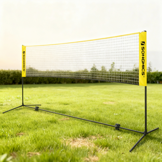 Portable Multi-Sport Net with Adjustable Height for Badminton, Volleyball, Pickleball, Junior Tennis – Includes Poles, Carry Bag, 16.5ft, Yellow