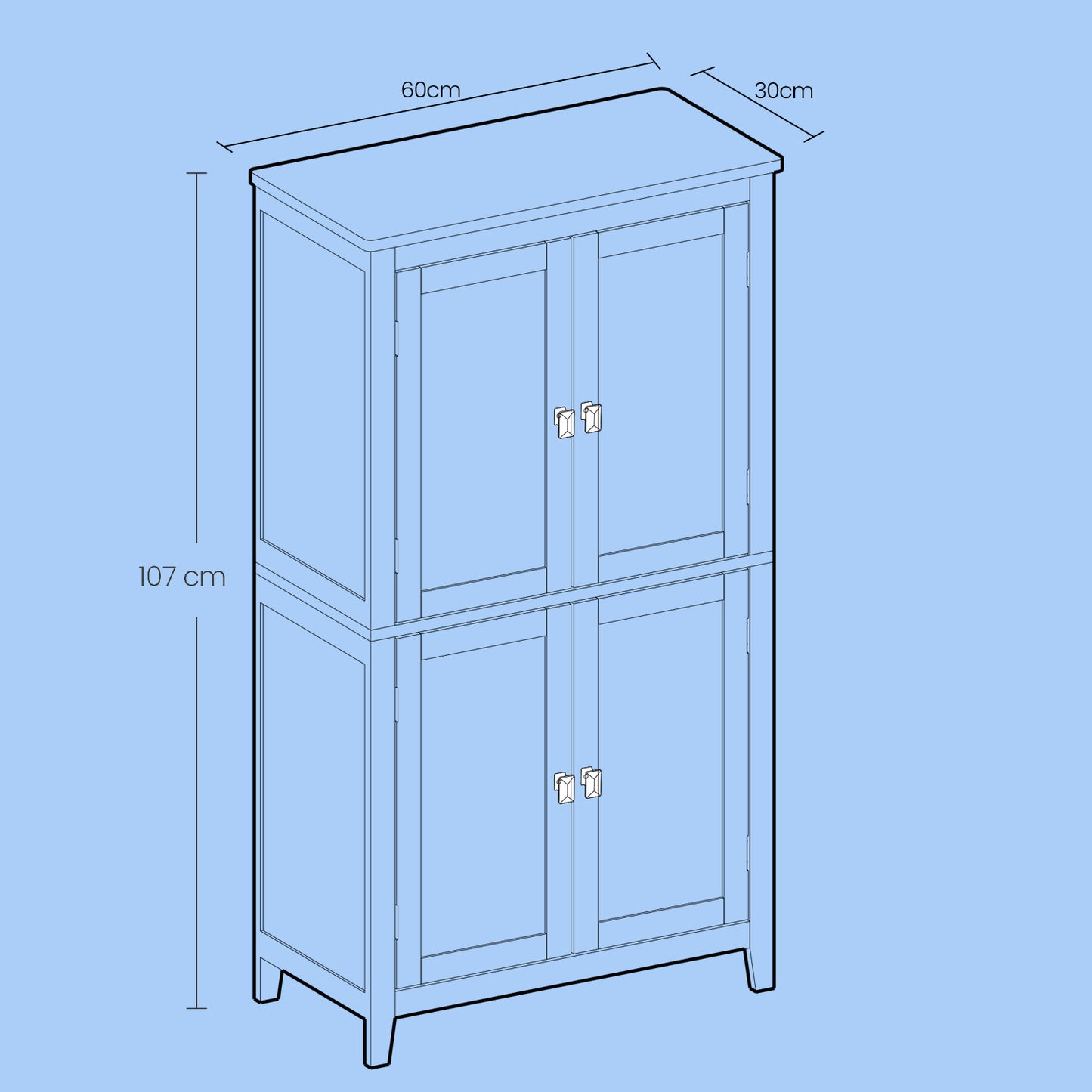 Freestanding Bathroom Storage Cabinet with 4 Doors & Adjustable Shelves, MDF Floor Cabinet for Towels & Cosmetics, White