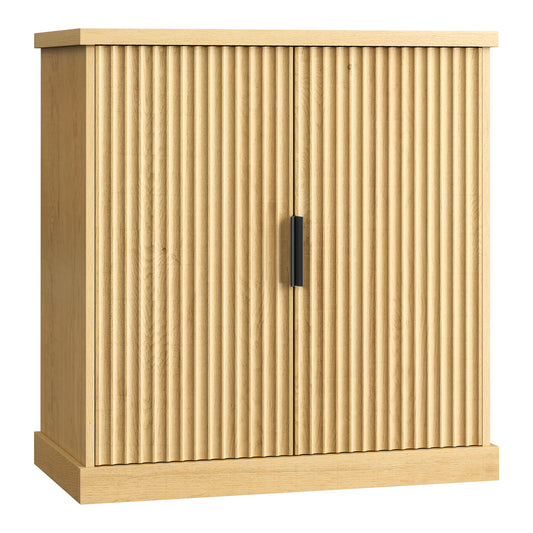 LEDREM Fluted Buffet Cabinet with Adjustable Shelf, Mid-Century Modern Sideboard for Dining Room or Entryway, Freestanding Console Storage Unit, Oak Beige