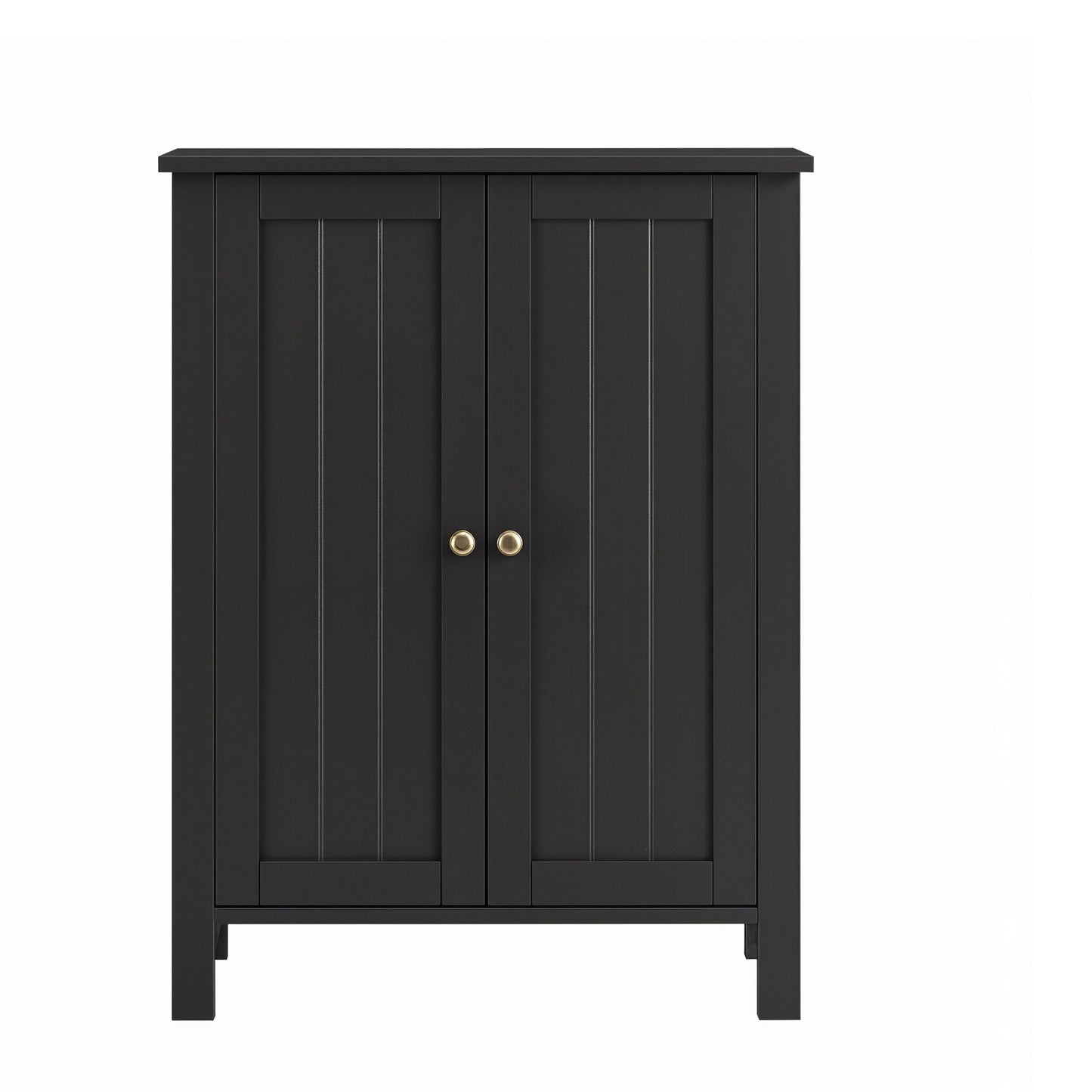 Floor Storage Cabinet with 2 Adjustable Shelves, Freestanding Multipurpose Storage Unit for Bathroom, Living Room, Entryway, Ink Black