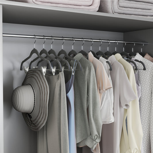 20-Pack Velvet Pants and Skirt Hangers with Adjustable Clips, Slim Non-Slip Heavy-Duty Coat Hangers, Space-Saving Closet Organizer, Gray