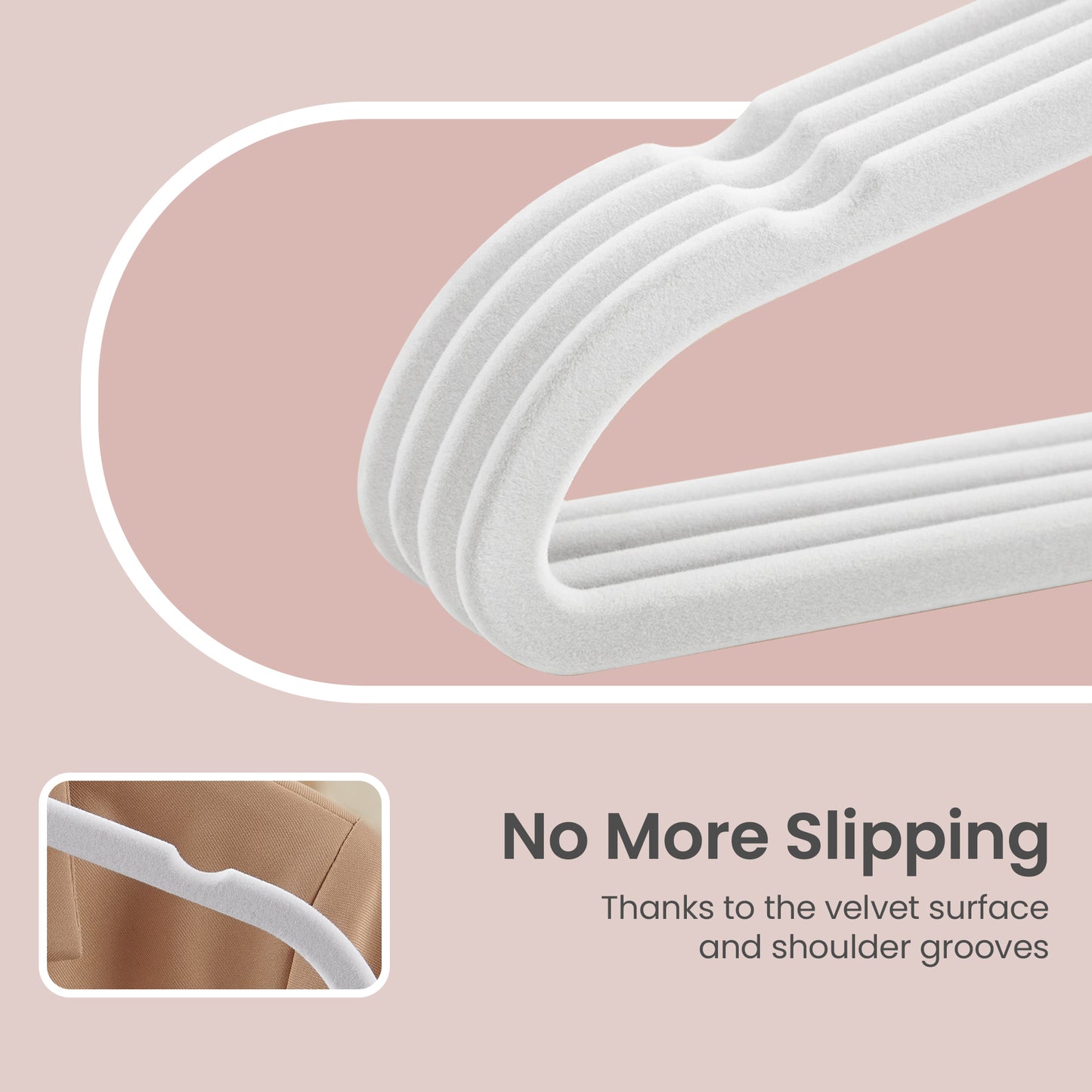 Set of 30 Velvet Hangers with Rose Gold Swivel Hooks, Non-Slip Space Saving Hangers for Shirts and Dresses, Cloud White