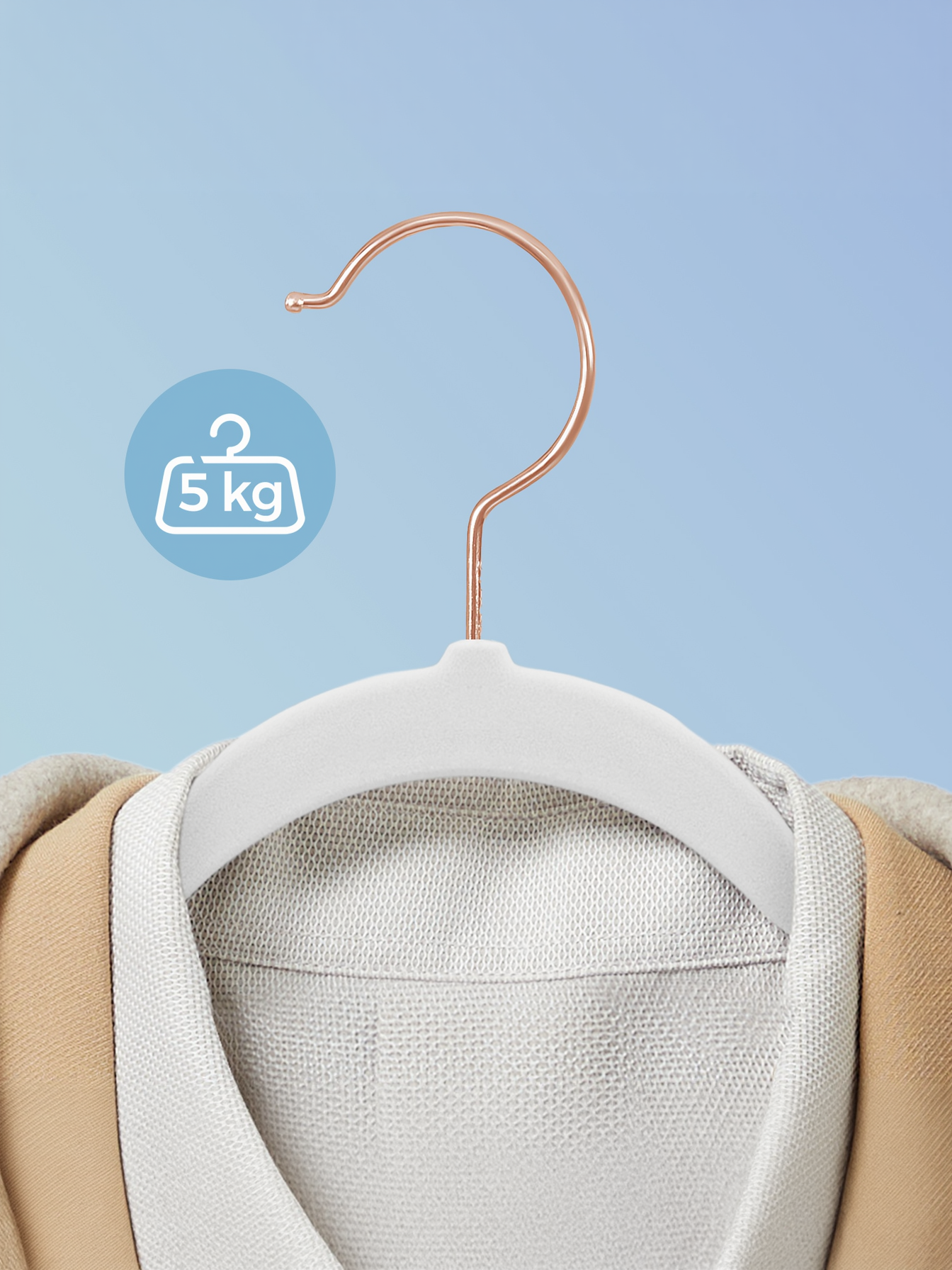 Set of 50 Slim Velvet Hangers, Non-Slip Space Saving Clothes Hangers with Rose Gold Swivel Hooks for Closet, White