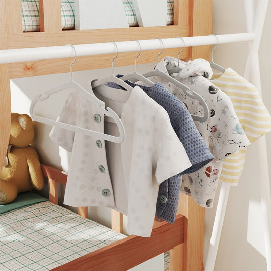 50-Pack Kids Velvet Hangers, Non-Slip Children's Closet Hangers with Swivel Hooks, Space-Saving Design, Dove Gray