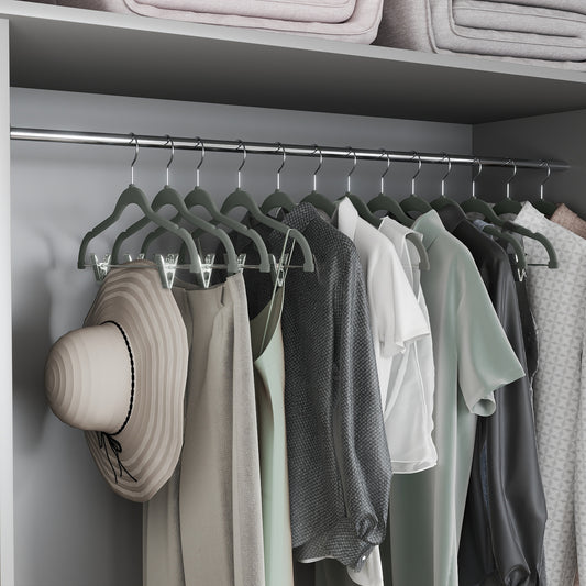 30-Pack Velvet Pants and Skirt Hangers with Adjustable Clips, Non-Slip Heavy-Duty Slim Coat Hangers, Space-Saving Closet Organizer, Gray