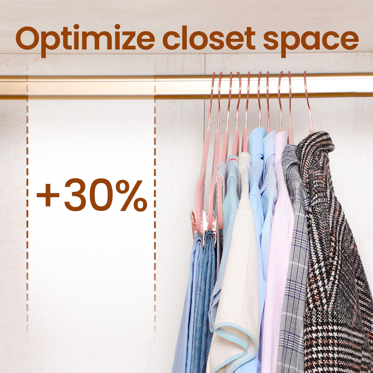 24 Pack Pants Hangers with Movable Clips, Rose Gold Heavy-Duty Non-Slip Hangers for Pants and Dresses, 16.7 Inch, Light Pink