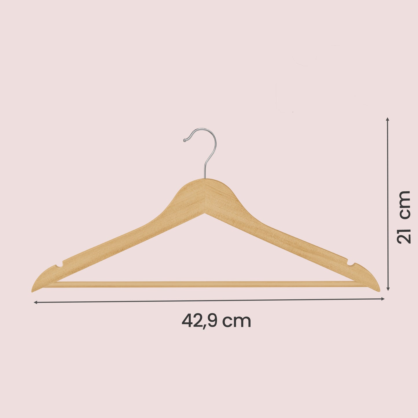 Pack of 20 Solid Birch Wood Hangers with Pants Bar, 0.3-Inch Slim Coat Hangers with 360° Swivel Hooks, Natural Beige