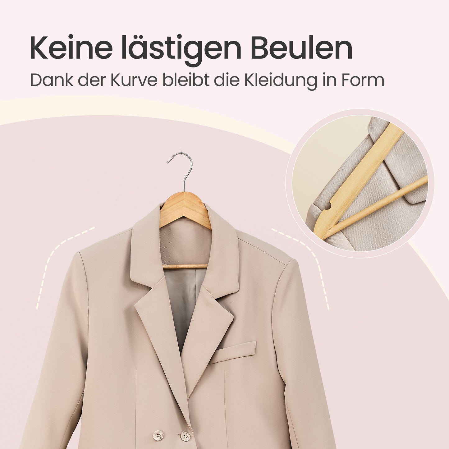 Pack of 20 Solid Birch Wood Hangers with Pants Bar, 0.3-Inch Slim Coat Hangers with 360° Swivel Hooks, Natural Beige
