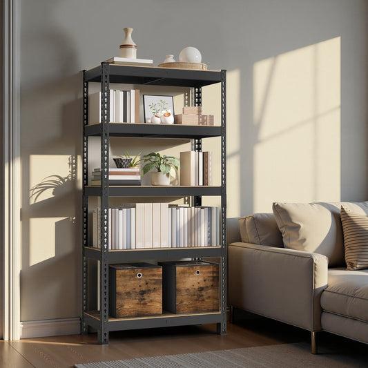 5-Tier Heavy-Duty Storage Rack, Boltless Adjustable Shelving Unit, 2310lb Total Capacity, for Garage Basement Utility Room, 70.9 Inch, Black & Rustic Brown
