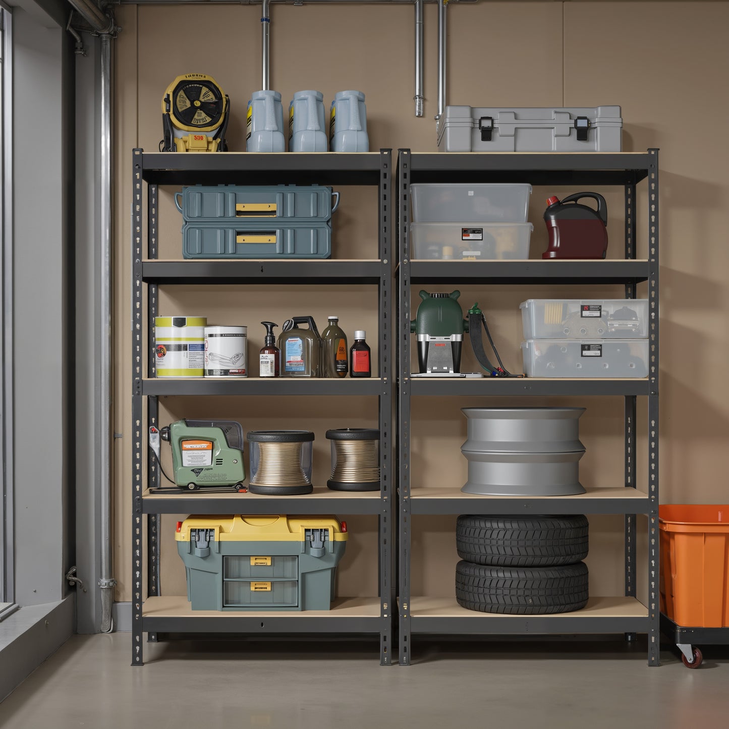 5-Tier Heavy-Duty Storage Shelves, Adjustable Garage & Basement Organizer, Boltless Assembly, Set of 2, 2310 lb Capacity, Black