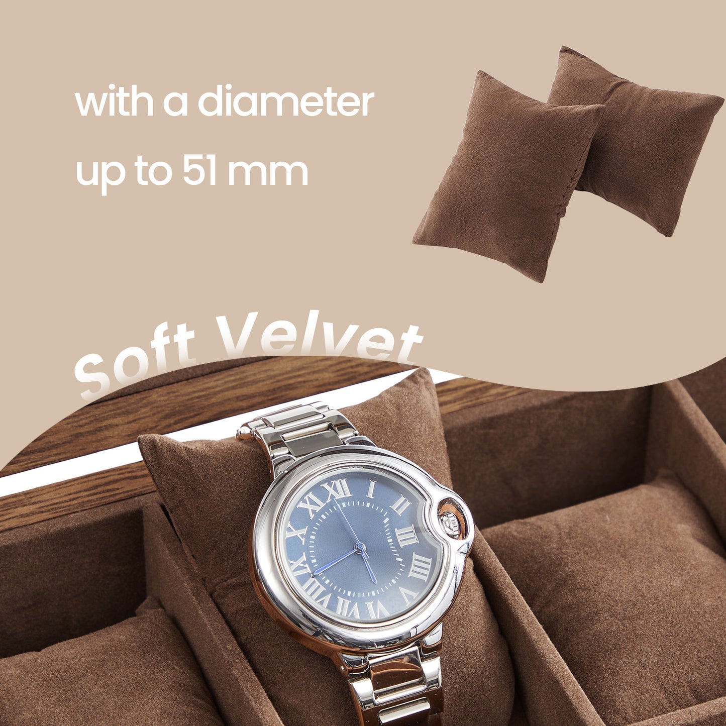 12-Slot Luxury Watch Box with Glass Top, Solid Wood Display Case with Velvet Pillows, Rustic Walnut