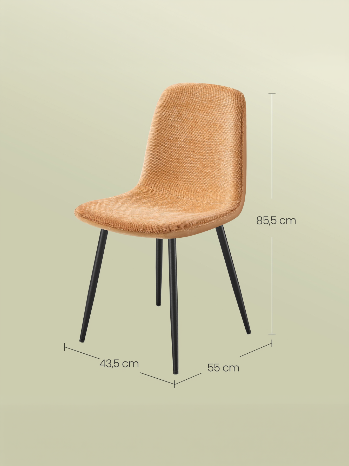 Set of 4 Dining Chairs, Metal Frame Glacier-Textured Synthetic Leather Chairs with Adjustable Feet, for Kitchen and Dining Room, Caramel Brown