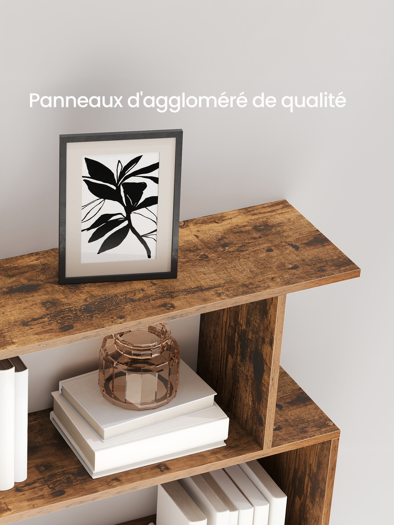 5-Tier Bookshelf with Open Compartments, 35.4 x 62.6 Inch Modern Storage Shelf for Living Room and Bedroom, Rustic Brown