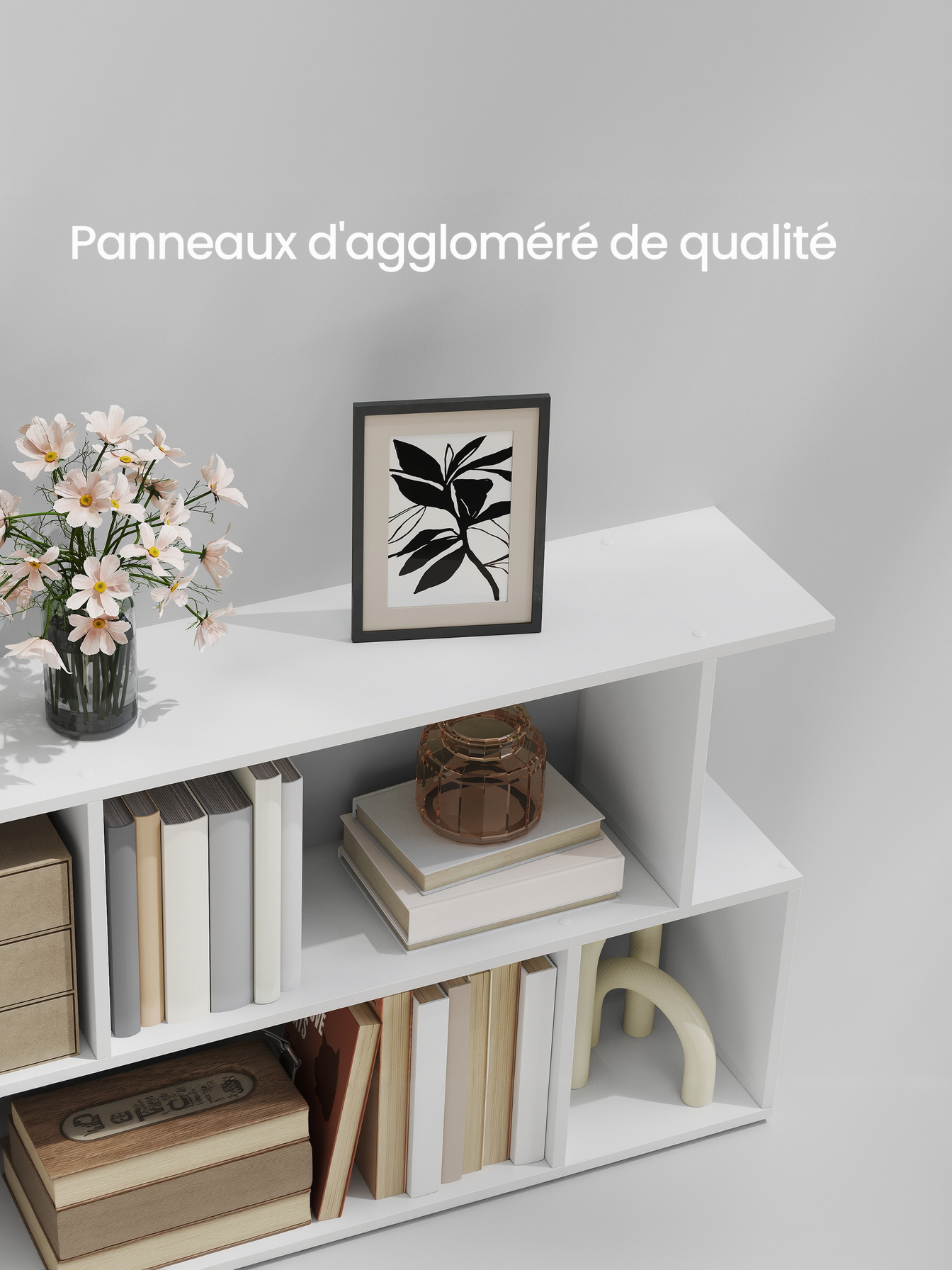 5-Tier Bookshelf with Open Compartments, 35.4 x 62.6 Inch Modern Storage Shelf for Living Room and Bedroom, Matte White