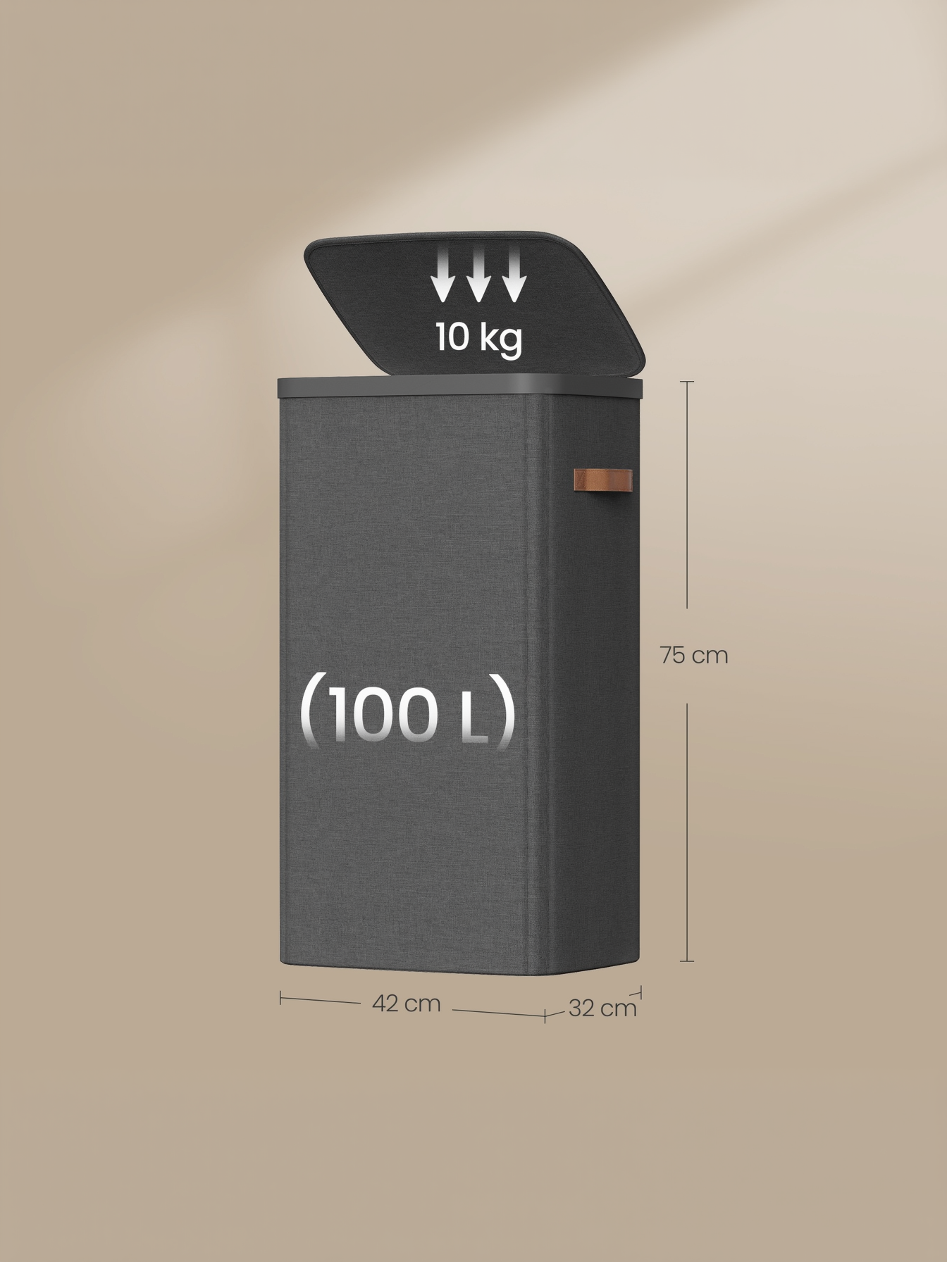 26.4 Gallon Laundry Basket with Lid, Easy Assembly Laundry Hamper with Removable Liner and Handles, Ink Black