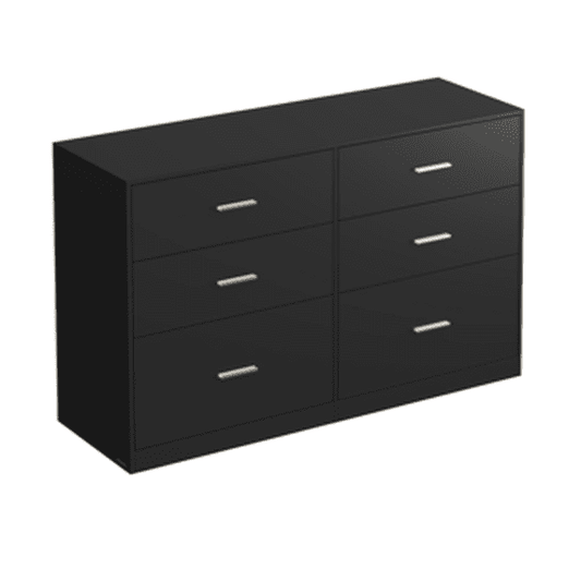 LEDREM 6-Drawer Dresser Chest, Modern Chest of Drawers for Bedroom, Living Room, Fits TV Stand, 46.9 x 30.7 x 15.7 Inches, Ink Black