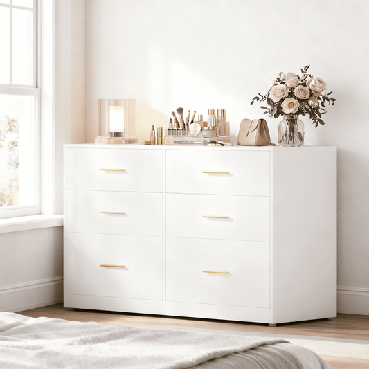 LEDREM 6-Drawer Dresser Chest, Modern Chest of Drawers for Bedroom, Living Room